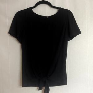 NWT Anthropologie W5 Black ribbed Top w/ Tie at Waist Small